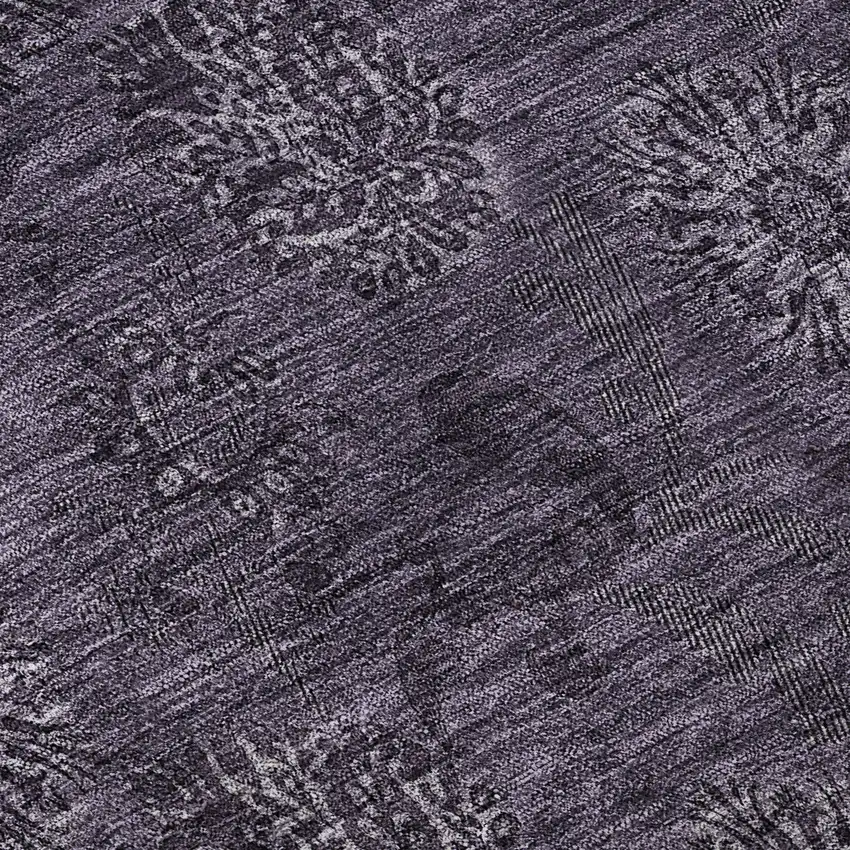 Eggplant And Ivory Floral Washable Area Rug With UV Protection Photo 9