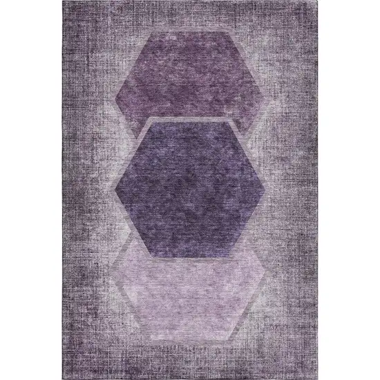 Eggplant And Ivory Geometric Washable Area Rug With UV Protection Photo 1