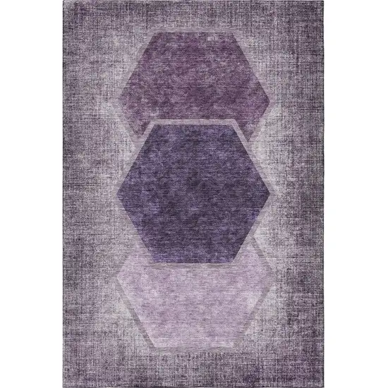 Eggplant And Ivory Geometric Washable Area Rug With UV Protection Photo 3