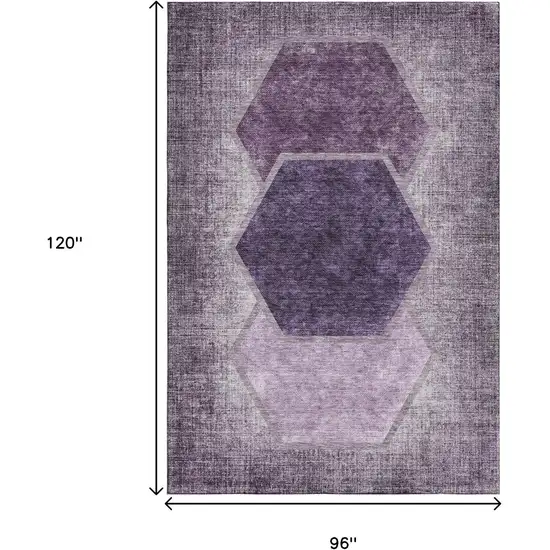 Eggplant And Ivory Geometric Washable Area Rug With UV Protection Photo 3