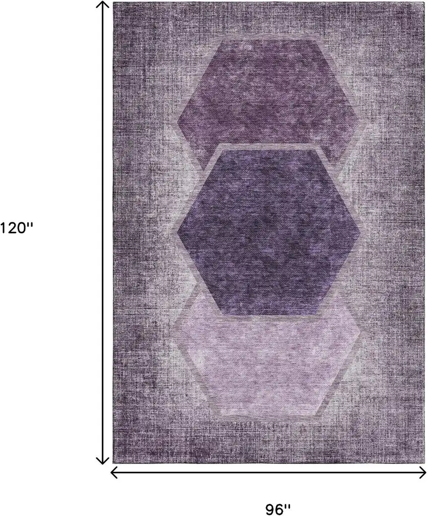 Eggplant And Ivory Geometric Washable Area Rug With UV Protection Photo 3