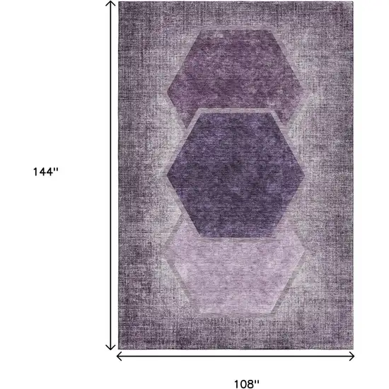 Eggplant And Ivory Geometric Washable Area Rug With UV Protection Photo 3