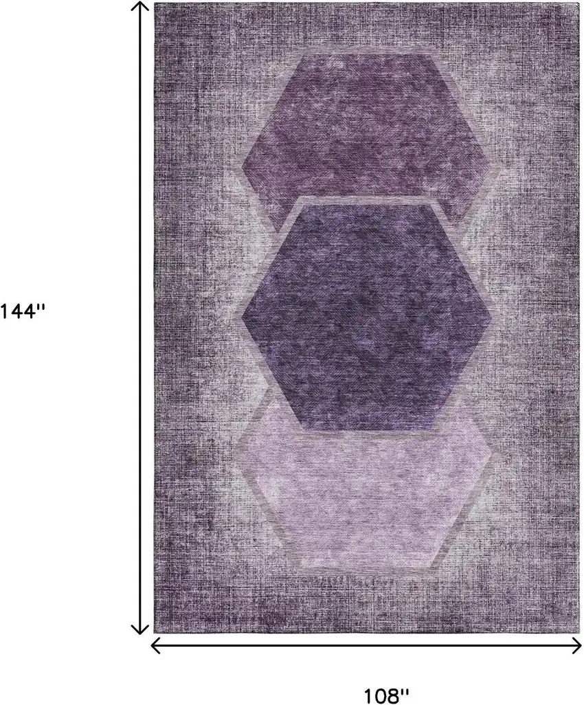 Eggplant And Ivory Geometric Washable Area Rug With UV Protection Photo 3