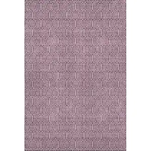 Photo of Eggplant And Ivory Geometric Washable Area Rug With UV Protection