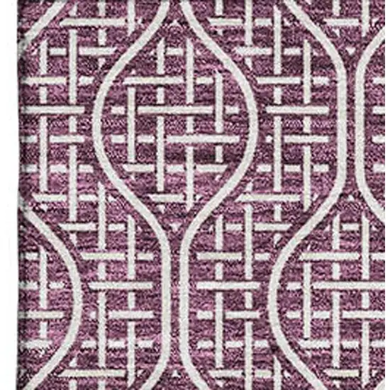 Eggplant And Ivory Geometric Washable Area Rug With UV Protection Photo 2