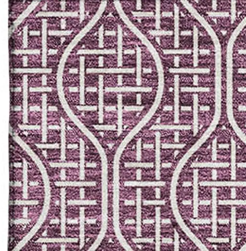Eggplant And Ivory Geometric Washable Area Rug With UV Protection Photo 2