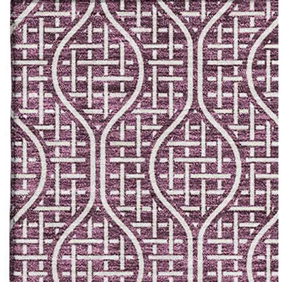 Eggplant And Ivory Geometric Washable Area Rug With UV Protection Photo 3
