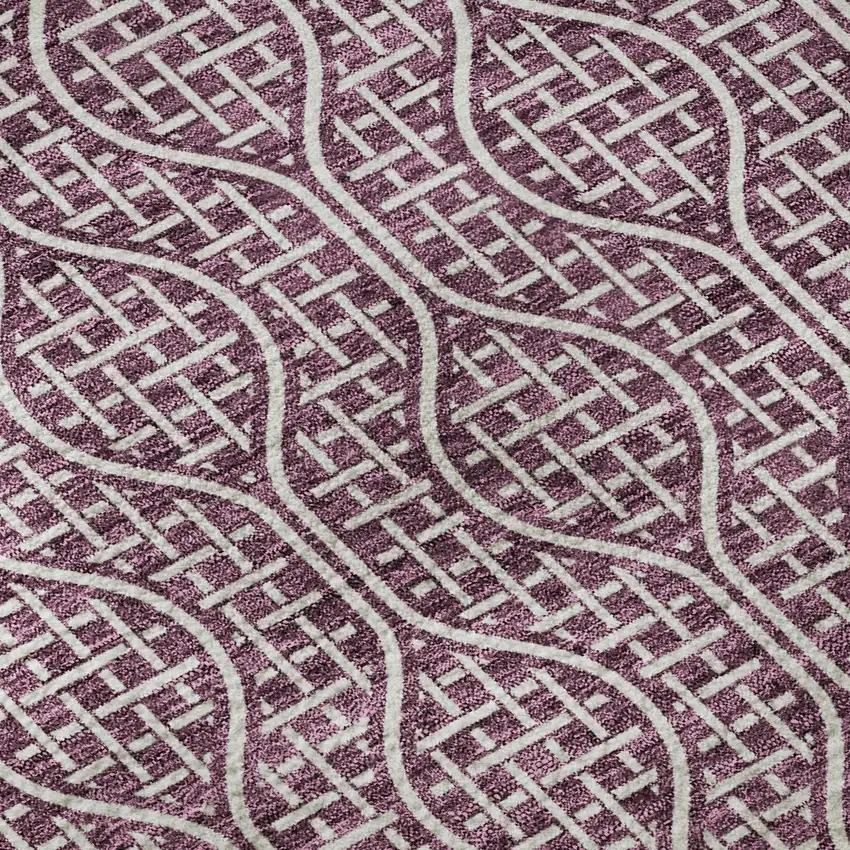 Eggplant And Ivory Geometric Washable Area Rug With UV Protection Photo 9