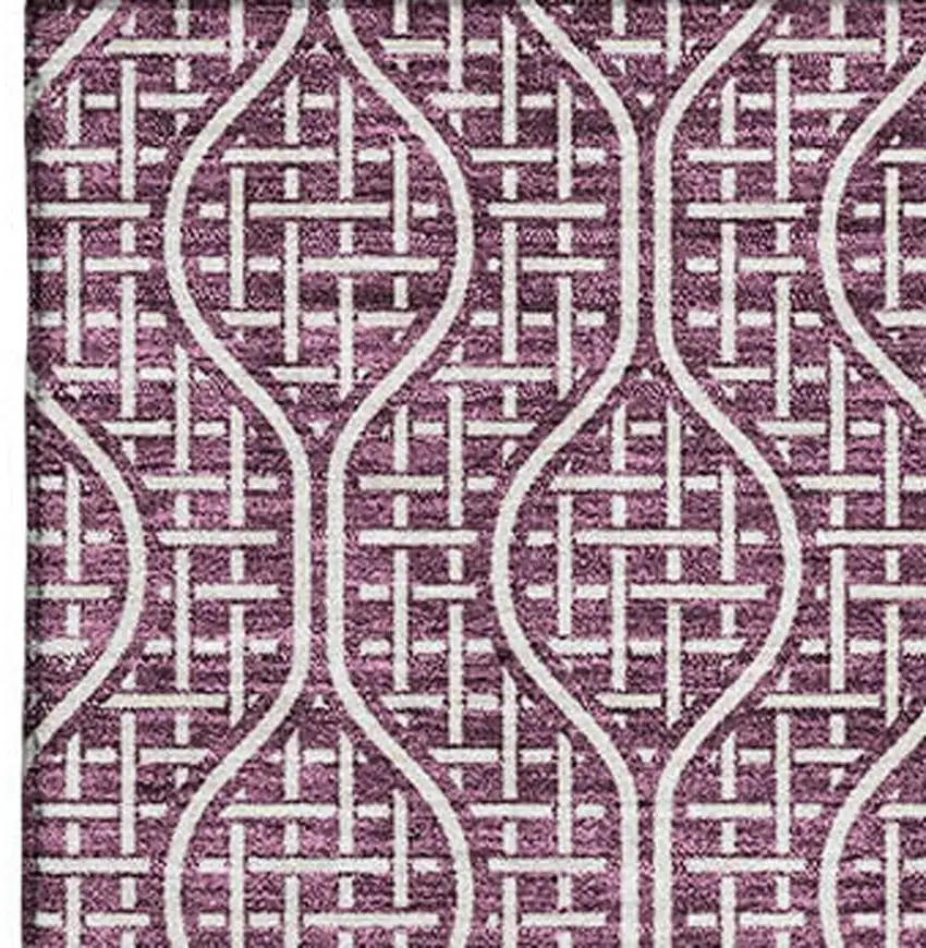 Eggplant And Ivory Geometric Washable Area Rug With UV Protection Photo 3