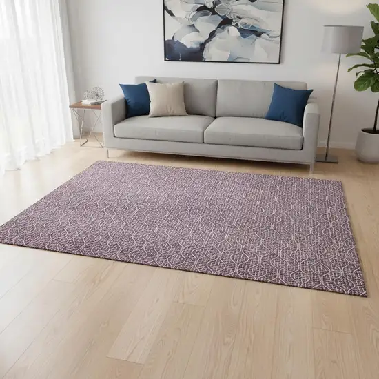 Eggplant And Ivory Geometric Washable Area Rug With UV Protection Photo 2