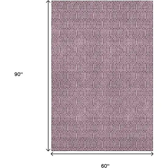 Eggplant And Ivory Geometric Washable Area Rug With UV Protection Photo 9