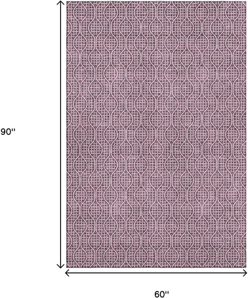 Eggplant And Ivory Geometric Washable Area Rug With UV Protection Photo 9