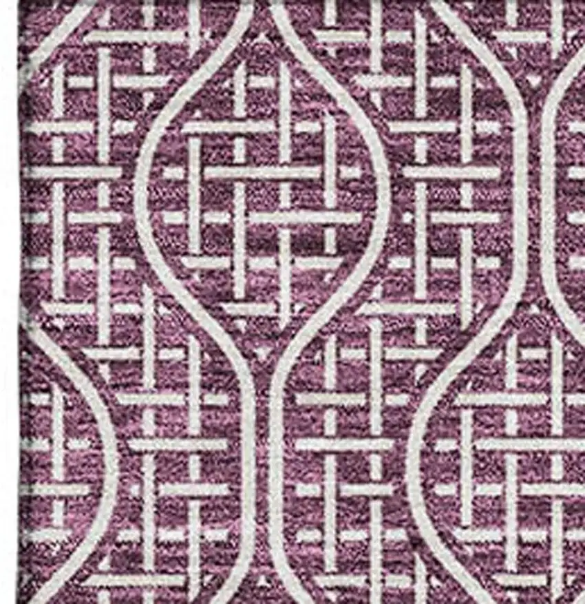 Eggplant And Ivory Geometric Washable Area Rug With UV Protection Photo 2