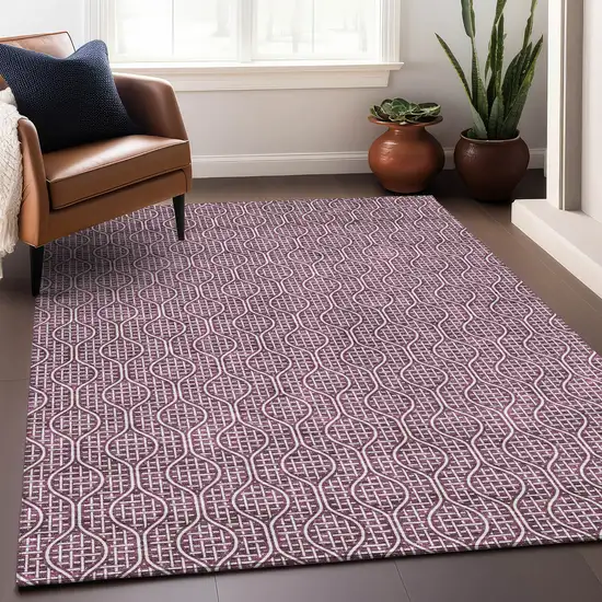 Eggplant And Ivory Geometric Washable Area Rug With UV Protection Photo 4