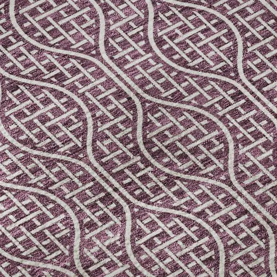 Eggplant And Ivory Geometric Washable Area Rug With UV Protection Photo 9