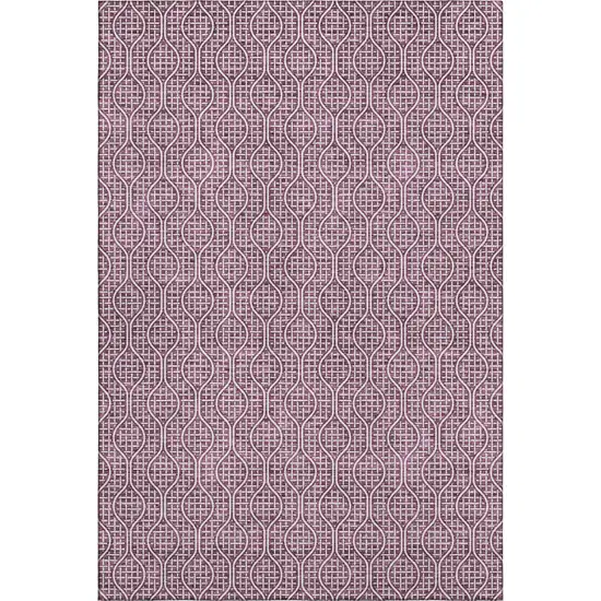 Eggplant And Ivory Geometric Washable Area Rug With UV Protection Photo 1