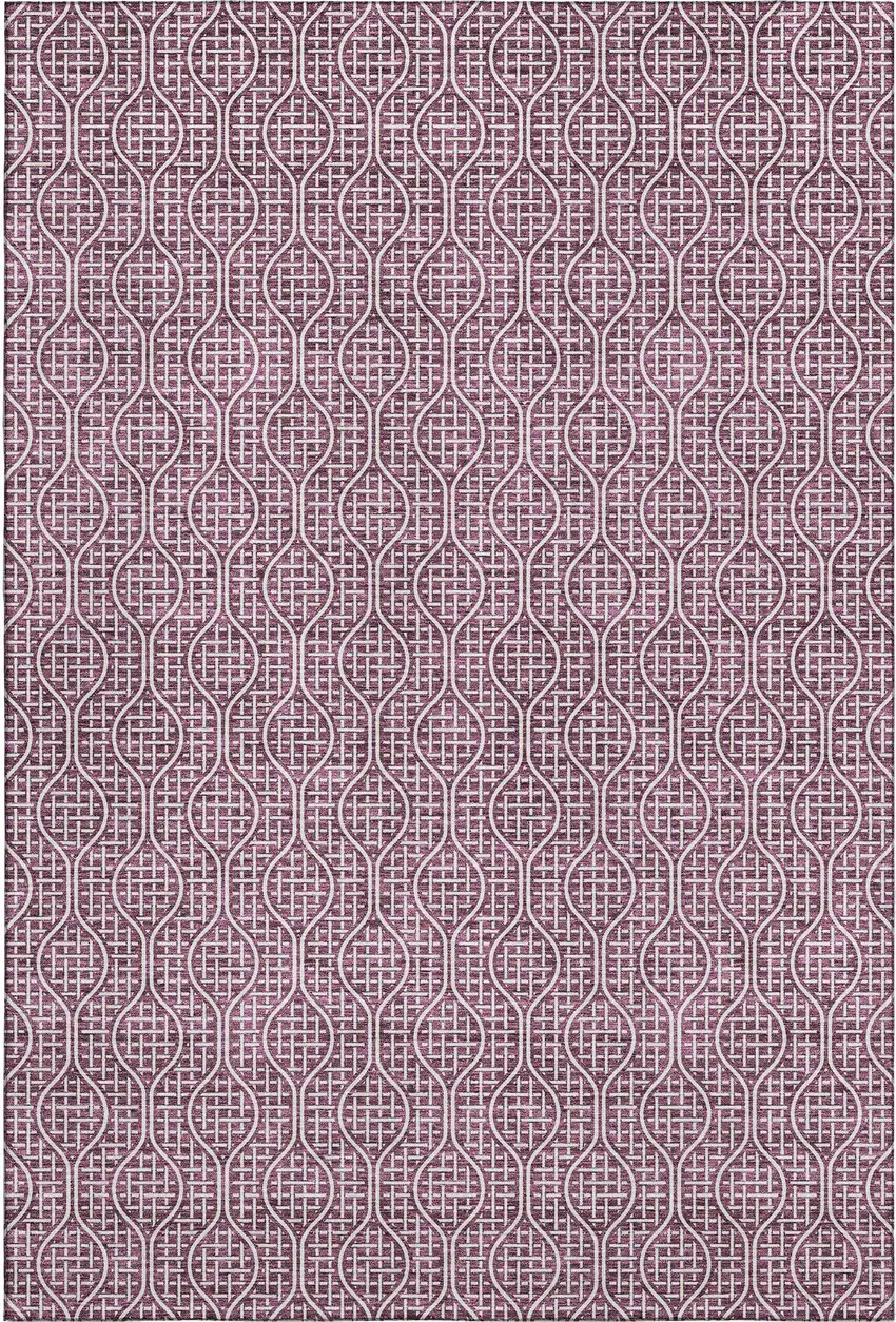 Eggplant And Ivory Geometric Washable Area Rug With UV Protection Photo 1