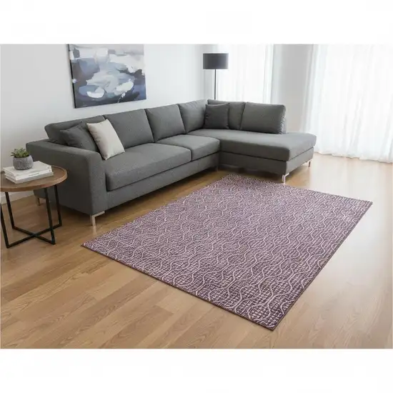 Eggplant And Ivory Geometric Washable Area Rug With UV Protection Photo 2