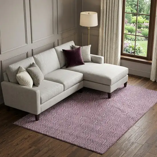 Eggplant And Ivory Geometric Washable Area Rug With UV Protection Photo 1