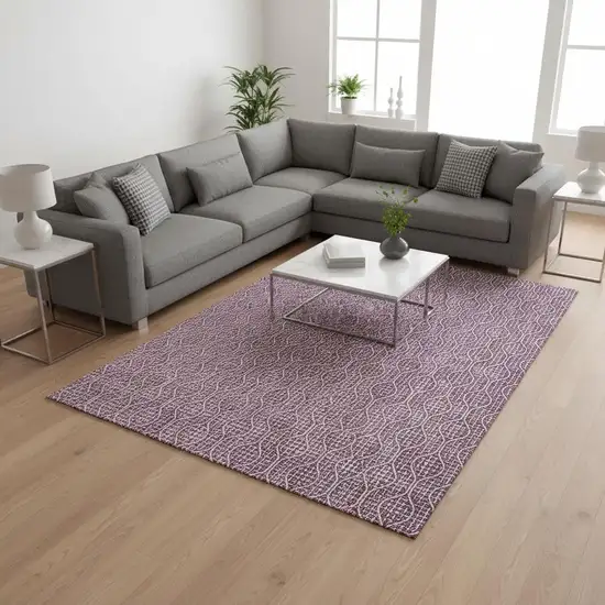 Eggplant And Ivory Geometric Washable Area Rug With UV Protection Photo 2