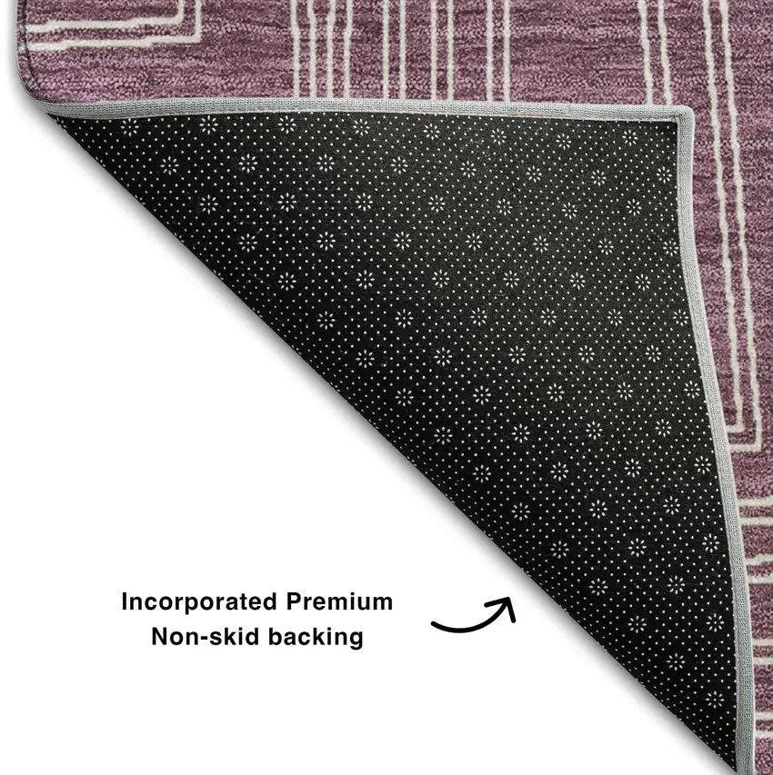 Eggplant And Ivory Geometric Washable Area Rug With UV Protection Photo 6