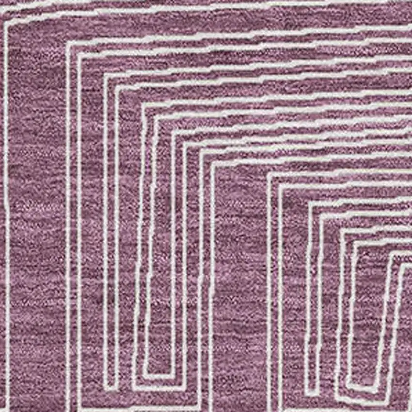 Eggplant And Ivory Geometric Washable Area Rug With UV Protection Photo 2