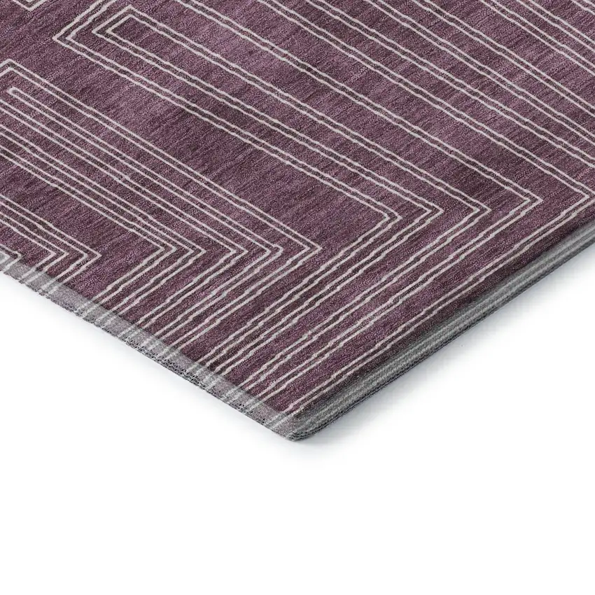 Eggplant And Ivory Geometric Washable Area Rug With UV Protection Photo 6