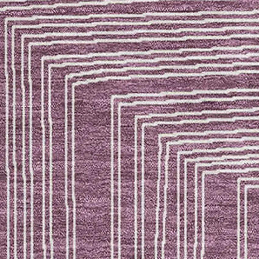 Eggplant And Ivory Geometric Washable Area Rug With UV Protection Photo 2