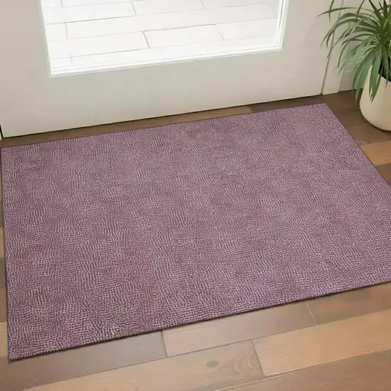 Eggplant And Ivory Geometric Washable Area Rug With UV Protection Photo 2