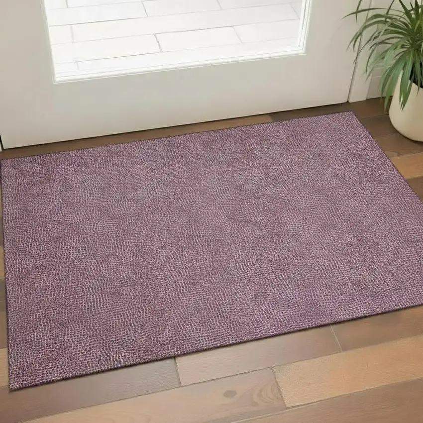 Eggplant And Ivory Geometric Washable Area Rug With UV Protection Photo 2