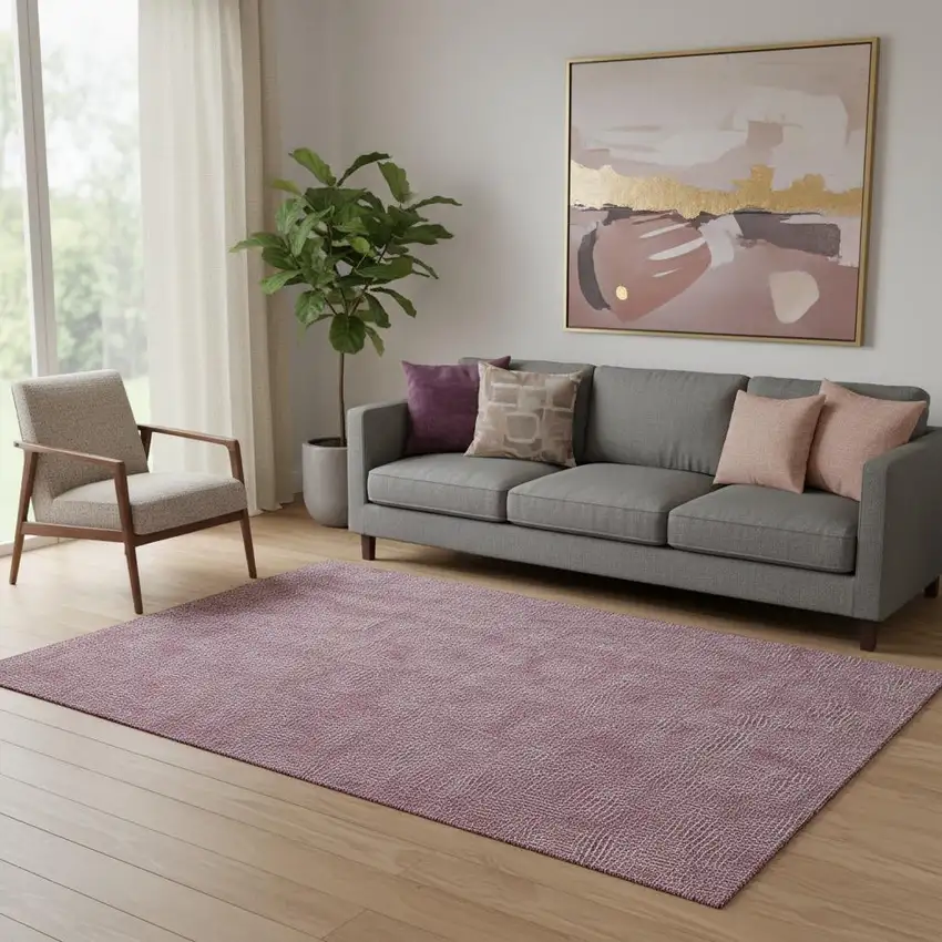 Eggplant And Ivory Geometric Washable Area Rug With UV Protection Photo 2