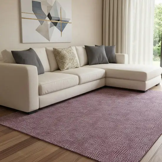 Eggplant And Ivory Geometric Washable Area Rug With UV Protection Photo 2