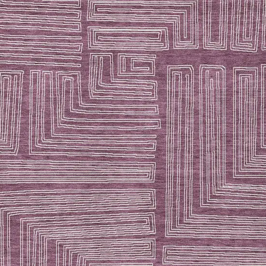 Eggplant And Ivory Geometric Washable Indoor Outdoor Area Rug Photo 5