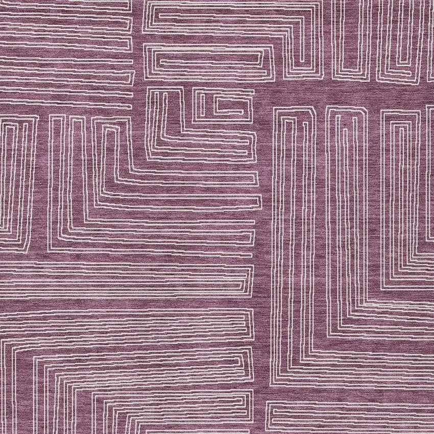 Eggplant And Ivory Geometric Washable Indoor Outdoor Area Rug Photo 5