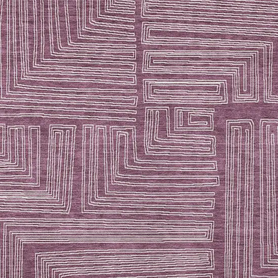 Eggplant And Ivory Geometric Washable Indoor Outdoor Area Rug Photo 5