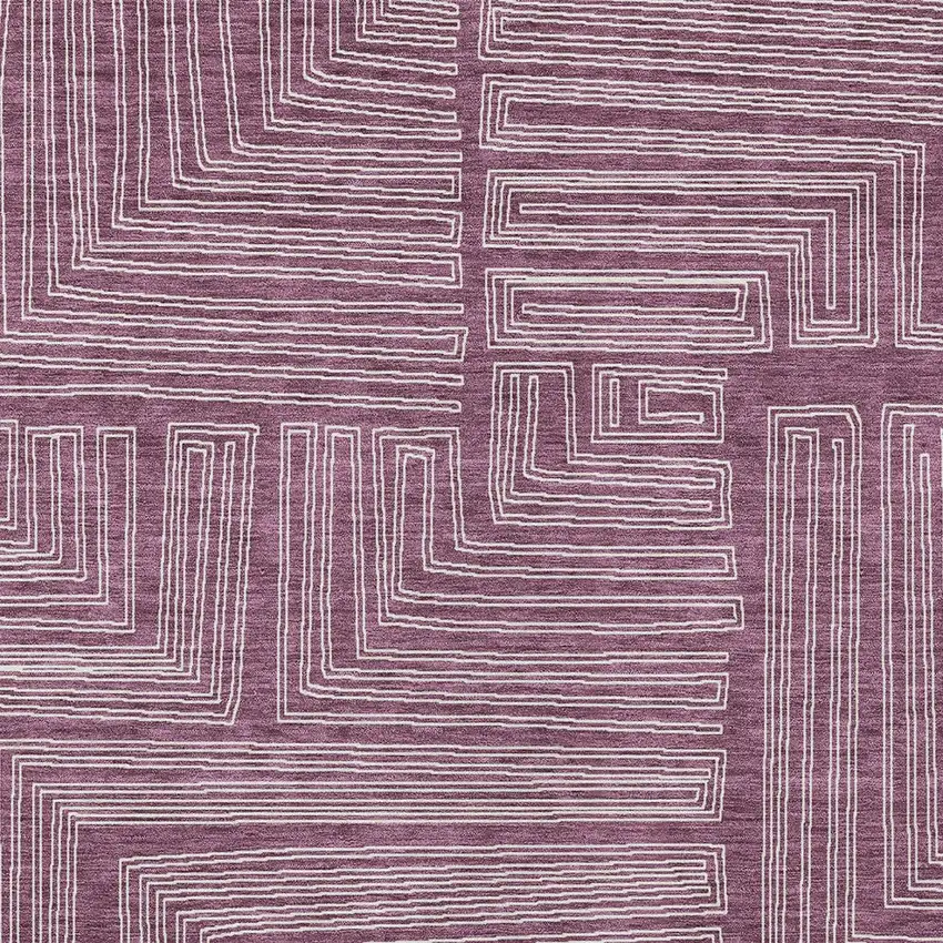Eggplant And Ivory Geometric Washable Indoor Outdoor Area Rug Photo 5