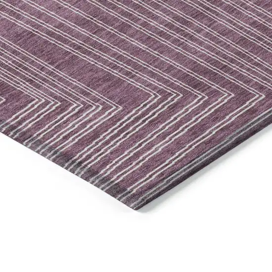 Eggplant And Ivory Geometric Washable Indoor Outdoor Area Rug Photo 4