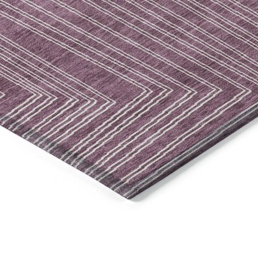 Eggplant And Ivory Geometric Washable Indoor Outdoor Area Rug Photo 4