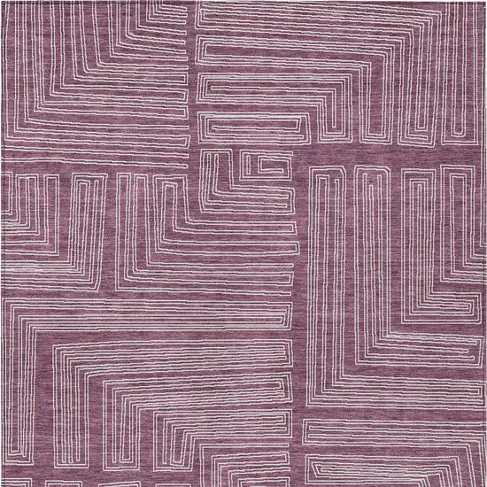 Eggplant And Ivory Geometric Washable Indoor Outdoor Area Rug Photo 6