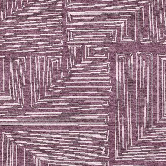 Eggplant And Ivory Geometric Washable Indoor Outdoor Area Rug Photo 5