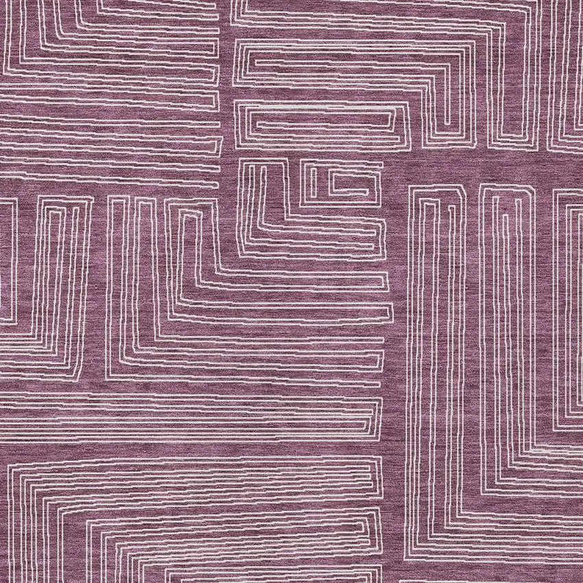 Eggplant And Ivory Geometric Washable Indoor Outdoor Area Rug Photo 5