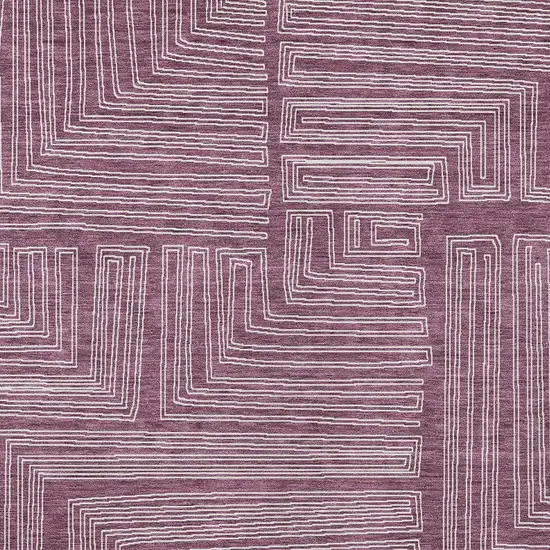 Eggplant And Ivory Geometric Washable Indoor Outdoor Area Rug Photo 5