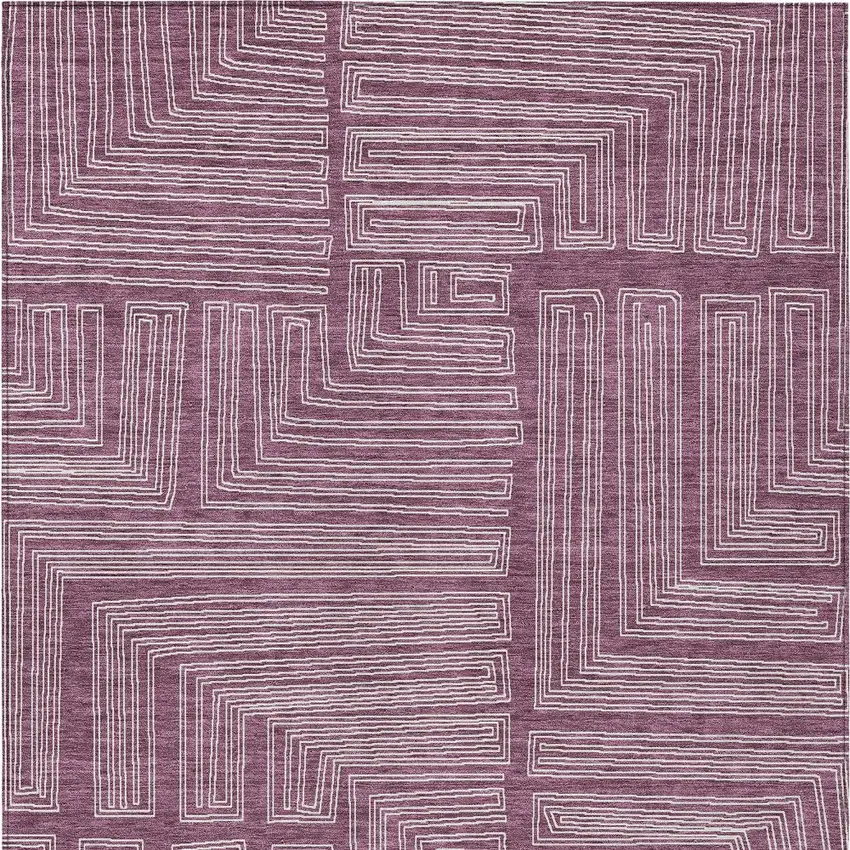 Eggplant And Ivory Geometric Washable Indoor Outdoor Area Rug Photo 6