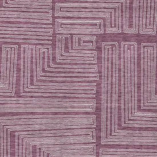 Eggplant And Ivory Geometric Washable Indoor Outdoor Area Rug Photo 5