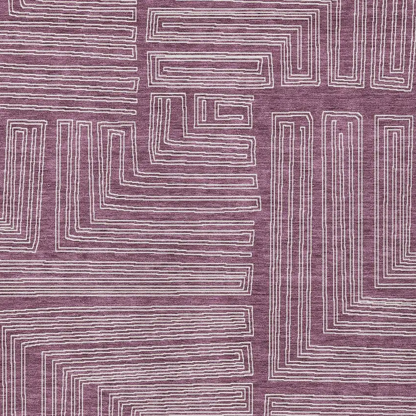 Eggplant And Ivory Geometric Washable Indoor Outdoor Area Rug Photo 5