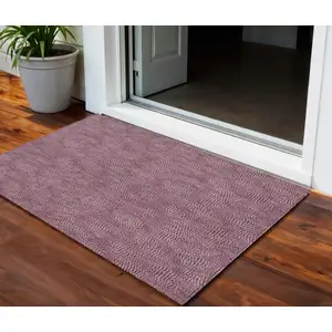 Photo of Eggplant And Ivory Geometric Washable Indoor Outdoor Area Rug