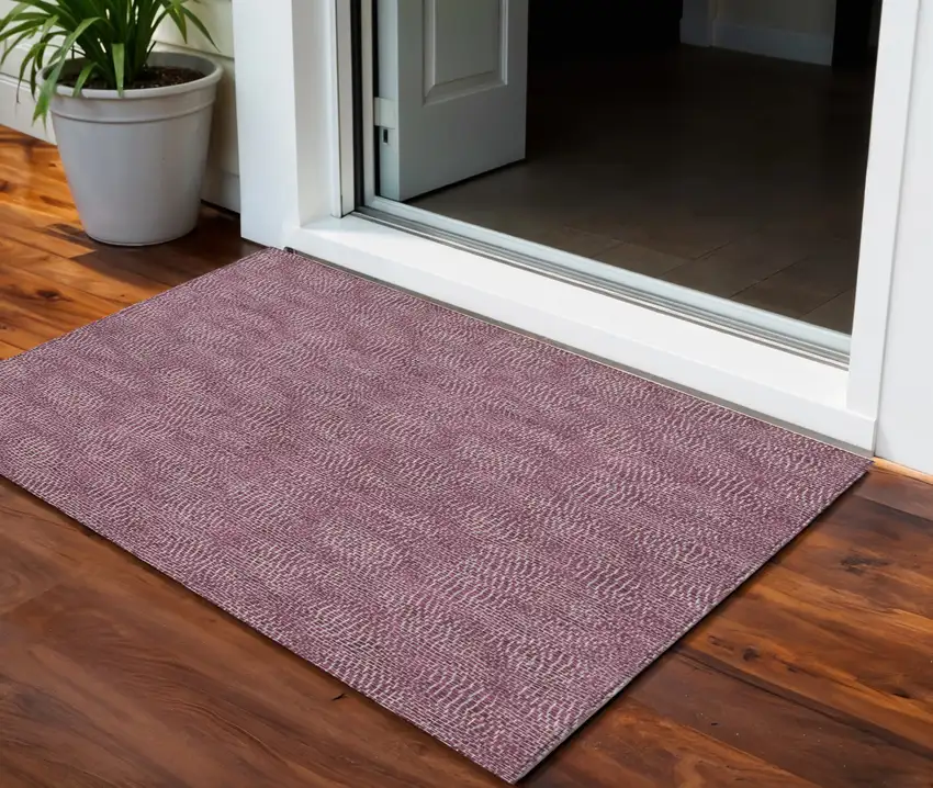 Eggplant And Ivory Geometric Washable Indoor Outdoor Area Rug Photo 1