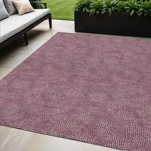 Photo of Eggplant And Ivory Geometric Washable Indoor Outdoor Area Rug