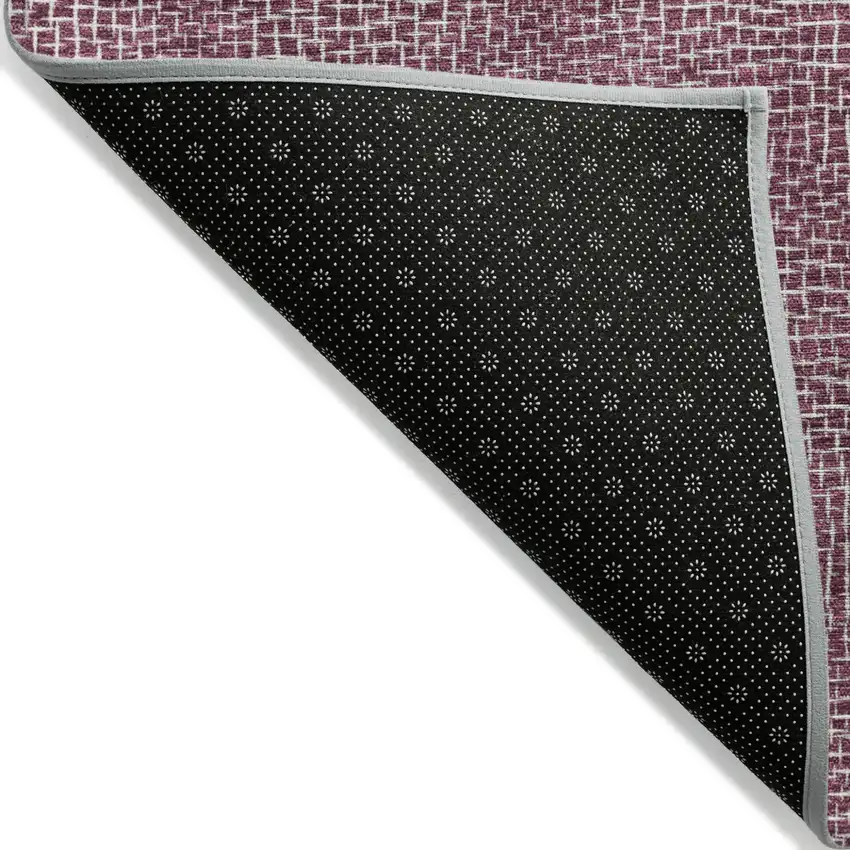 Eggplant And Ivory Geometric Washable Indoor Outdoor Area Rug Photo 3