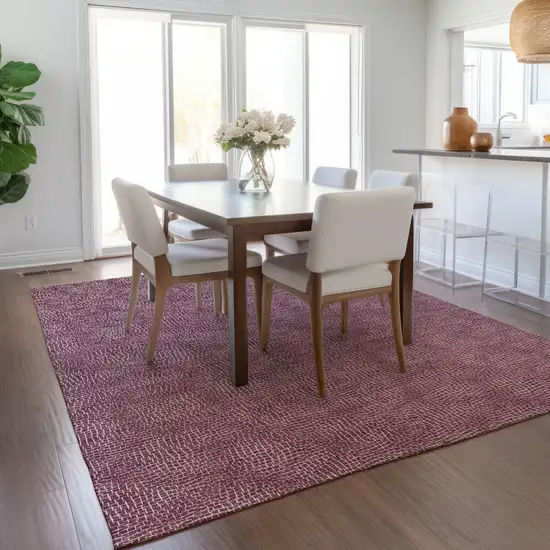 Eggplant And Ivory Geometric Washable Indoor Outdoor Area Rug Photo 9